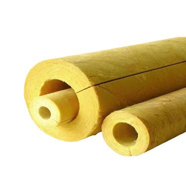 Yellow glass wool pipe insulation with split design for easy installation